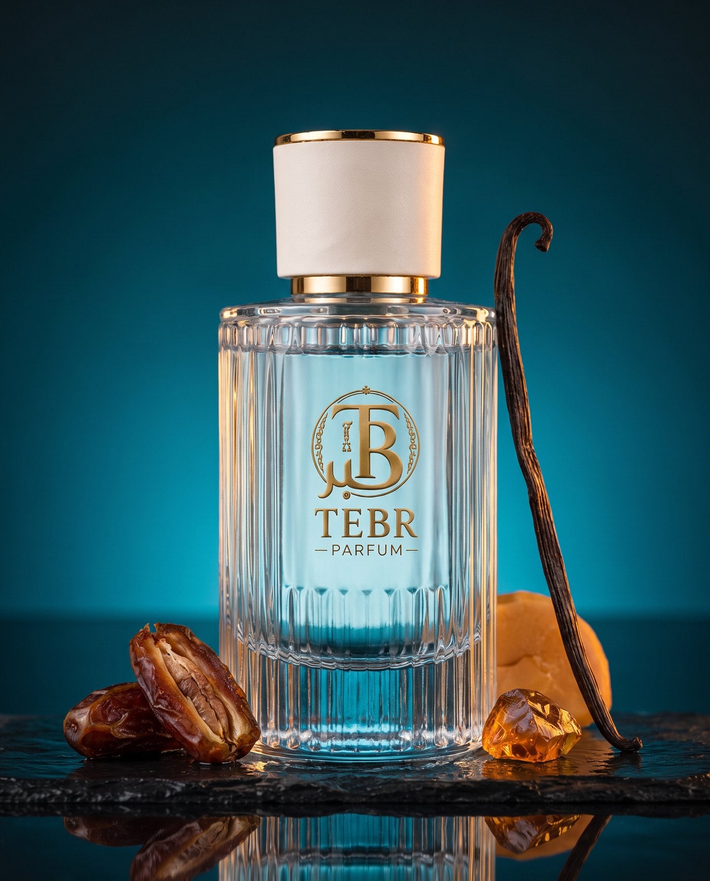Blue Waves flacon of pale blue eau de parfum with dates and vanilla